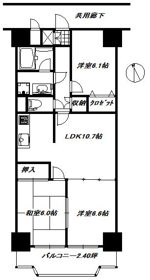 エンゼルハイム吉原　2階（南向き部屋）
