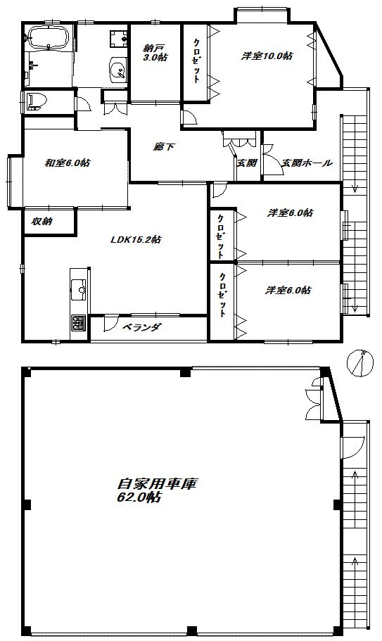 富士市久沢ガレージ付き中古住宅
